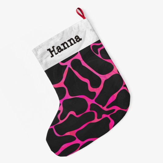 Giraffe Hot Pink en Black Grote Kerstsok (Achterkant (Hangend))
