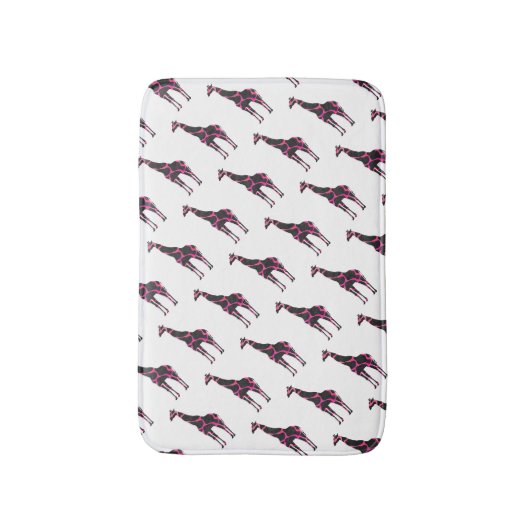 Giraffe Hot Pink en Black Silhouette Badmat (Voorkant Verticaal)