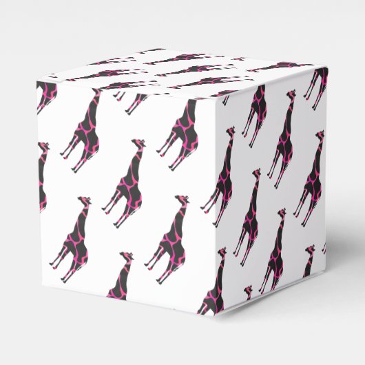 Giraffe Hot Pink en Black Silhouette Bedankdoosjes (Voorkant Zijde)