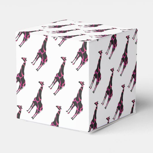 Giraffe Hot Pink en Black Silhouette Bedankdoosjes (Achterkant)