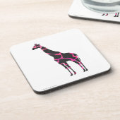 Giraffe Hot Pink en Black Silhouette Bier Onderzetter (Linkerzijde)