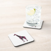 Giraffe Hot Pink en Black Silhouette Bier Onderzetter (Rechterzijde)