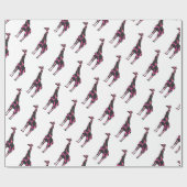 Giraffe Hot Pink en Black Silhouette Cadeaupapier (Vlak)