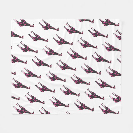 Giraffe Hot Pink en Black Silhouette Fleece Deken (Voorkant (Horizontaal))