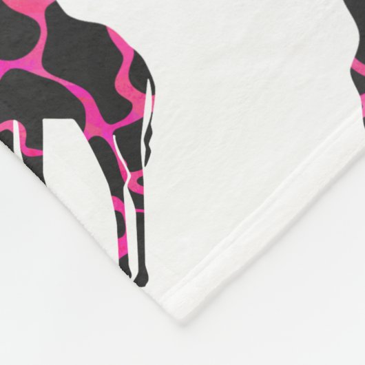 Giraffe Hot Pink en Black Silhouette Fleece Deken (Hoek)