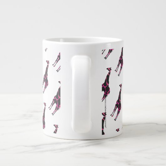 Giraffe Hot Pink en Black Silhouette Grote Koffiekop (Achterkant)