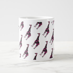 Giraffe Hot Pink en Black Silhouette Grote Koffiekop