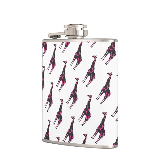 Giraffe Hot Pink en Black Silhouette Heupfles (Links)