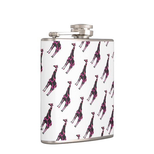 Giraffe Hot Pink en Black Silhouette Heupfles (Rechts)