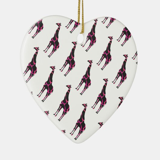 Giraffe Hot Pink en Black Silhouette Keramisch Ornament (Rechts)