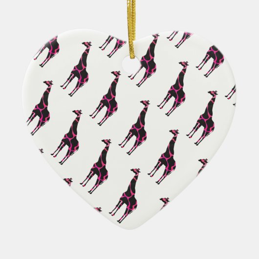 Giraffe Hot Pink en Black Silhouette Keramisch Ornament (Voorkant)