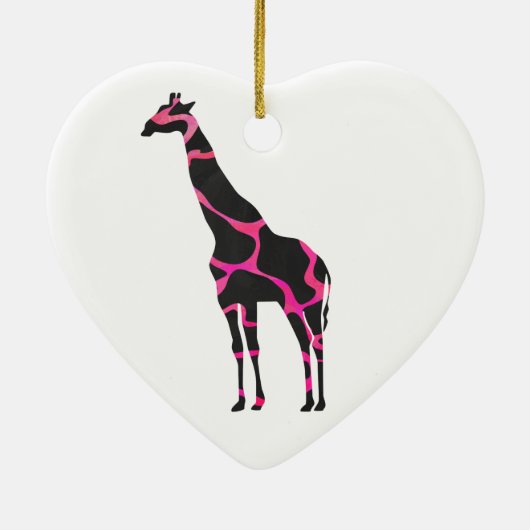 Giraffe Hot Pink en Black Silhouette Keramisch Ornament (Achterkant)
