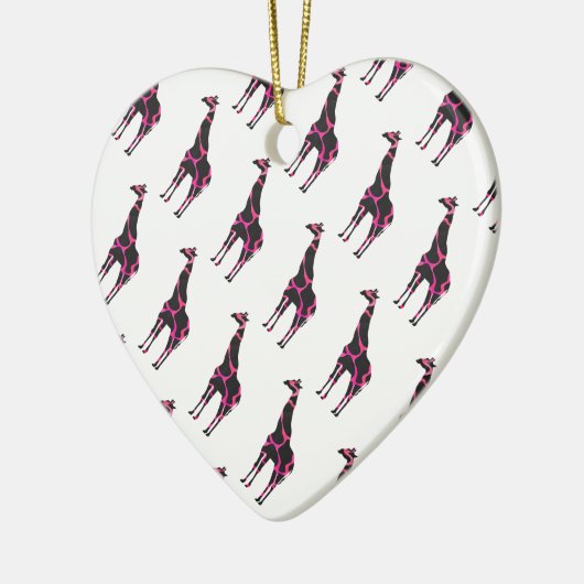 Giraffe Hot Pink en Black Silhouette Keramisch Ornament (Links)