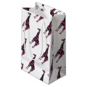 Giraffe Hot Pink en Black Silhouette Klein Cadeauzakje (Voorkant Gekanteld)