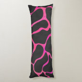 Giraffe Hot Pink en Black Silhouette Lichaamskussen (Achterkant (Verticaal))