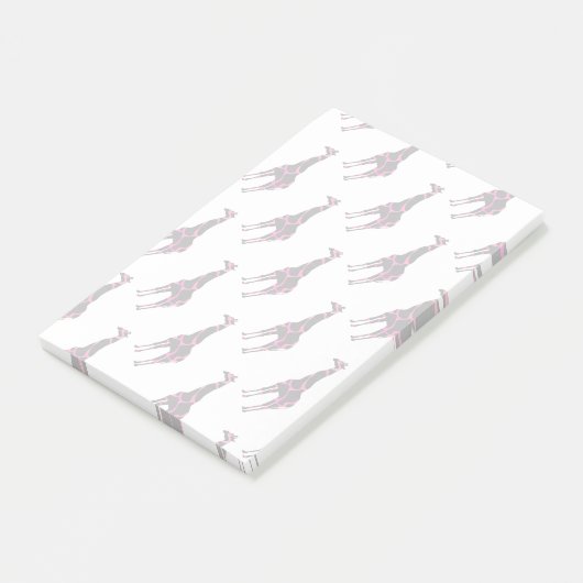 Giraffe Hot Pink en Black Silhouette Post-it® Notes (Schuin)