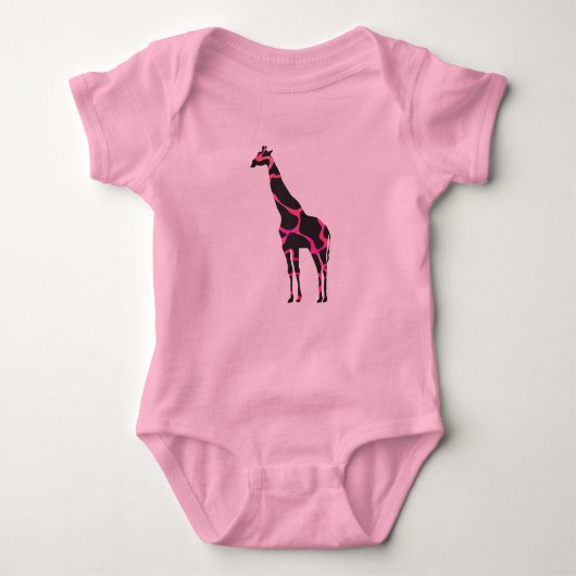 Giraffe Hot Pink en Black Silhouette Romper (Voorkant)