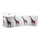 Giraffe Hot Pink en Black Silhouette Satijnen Lint (Spoel)