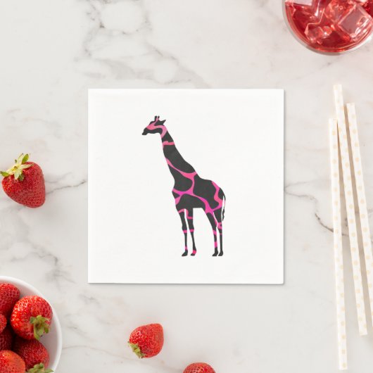 Giraffe Hot Pink en Black Silhouette Servet (Insitu)