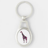 Giraffe Hot Pink en Black Silhouette Sleutelhanger (Voorkant)