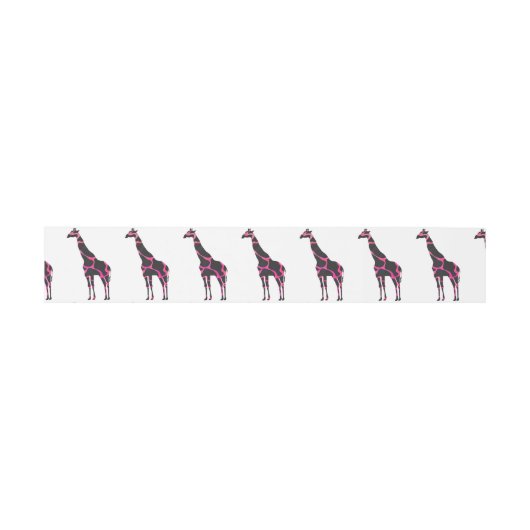 Giraffe Hot Pink en Black Silhouette Uitnodigingen Wikkel (Vlak)