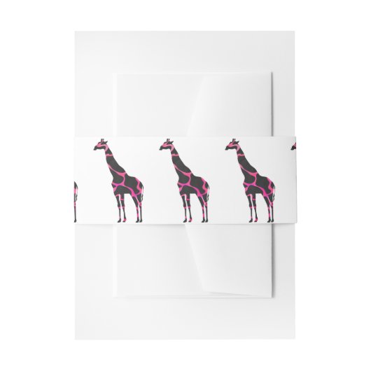 Giraffe Hot Pink en Black Silhouette Uitnodigingen Wikkel (Voorkant Voorbeeld)