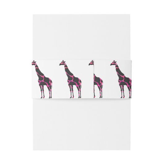 Giraffe Hot Pink en Black Silhouette Uitnodigingen Wikkel (Achterkant Voorbeeld)
