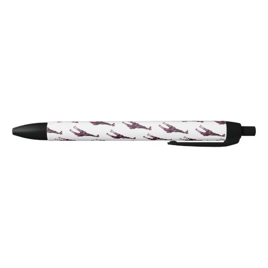 Giraffe Hot Pink en Black Silhouette Zwarte Inkt Pen (Bodem)