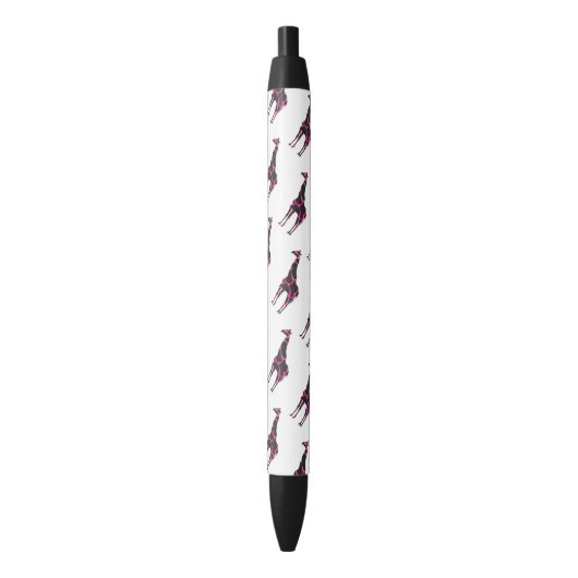 Giraffe Hot Pink en Black Silhouette Zwarte Inkt Pen (Voorkant Verticaal)
