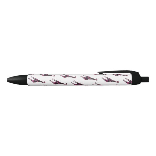 Giraffe Hot Pink en Black Silhouette Zwarte Inkt Pen (Bovenkant)