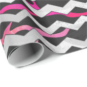 Giraffe Hot Pink en zwarte afdrukken Cadeaupapier (Rol Hoek)