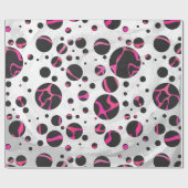 Giraffe Hot Pink en zwarte afdrukken Cadeaupapier (Vlak)