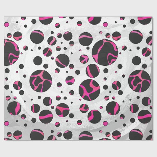 Giraffe Hot Pink en zwarte afdrukken Cadeaupapier (Vlak)