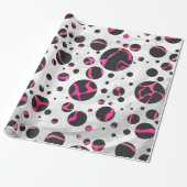 Giraffe Hot Pink en zwarte afdrukken Cadeaupapier (Uitgerold)