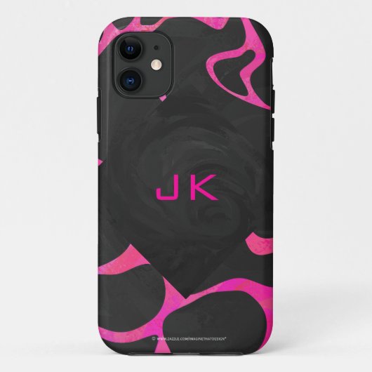Giraffe Hot Pink en zwarte afdrukken Case-Mate iPhone Case (Achterkant)