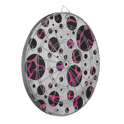 Giraffe Hot Pink en zwarte afdrukken Dartbord (Voorkant Links)
