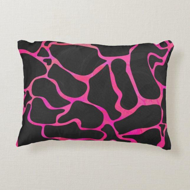 Giraffe Hot Pink en zwarte afdrukken Decoratief Kussen (Achterkant)
