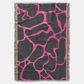 Giraffe Hot Pink en zwarte afdrukken Deken (Voorkant Verticaal)