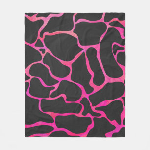 Giraffe Hot Pink en zwarte afdrukken Fleece Deken