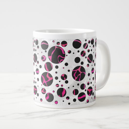 Giraffe Hot Pink en zwarte afdrukken Grote Koffiekop (Voorkant rechts)