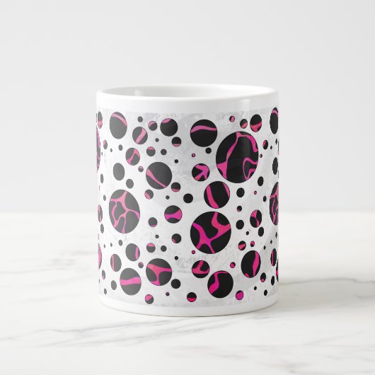 Giraffe Hot Pink en zwarte afdrukken Grote Koffiekop (Voorkant)