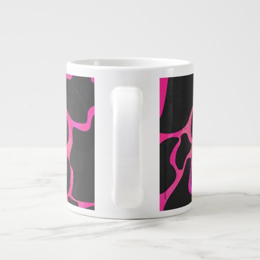 Giraffe Hot Pink en zwarte afdrukken Grote Koffiekop (Achterkant)