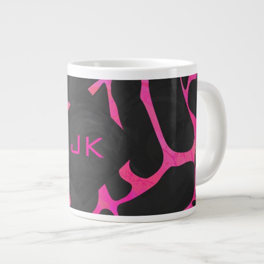 Giraffe Hot Pink en zwarte afdrukken Grote Koffiekop (Voorkant rechts)