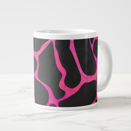 Giraffe Hot Pink en zwarte afdrukken Grote Koffiekop (Voorkant rechts)