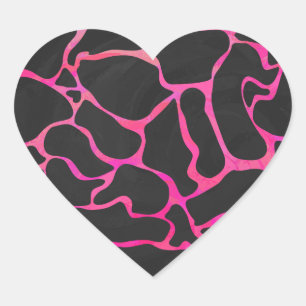 Giraffe Hot Pink en zwarte afdrukken Hart Sticker