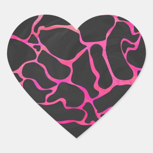 Giraffe Hot Pink en zwarte afdrukken Hart Sticker (Voorkant)