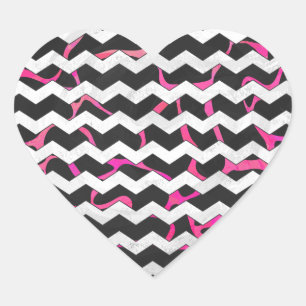 Giraffe Hot Pink en zwarte afdrukken Hart Sticker