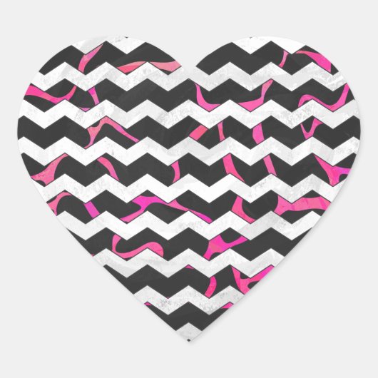 Giraffe Hot Pink en zwarte afdrukken Hart Sticker (Voorkant)