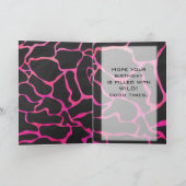 Giraffe Hot Pink en zwarte afdrukken Kaart (Binnen)