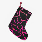 Giraffe Hot Pink en zwarte afdrukken Kleine Kerstsok (Voorkant (Hangend))